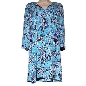 Lilly Pulitzer Marilina Tunic Dress in Blue Haven Raising Shell print XS